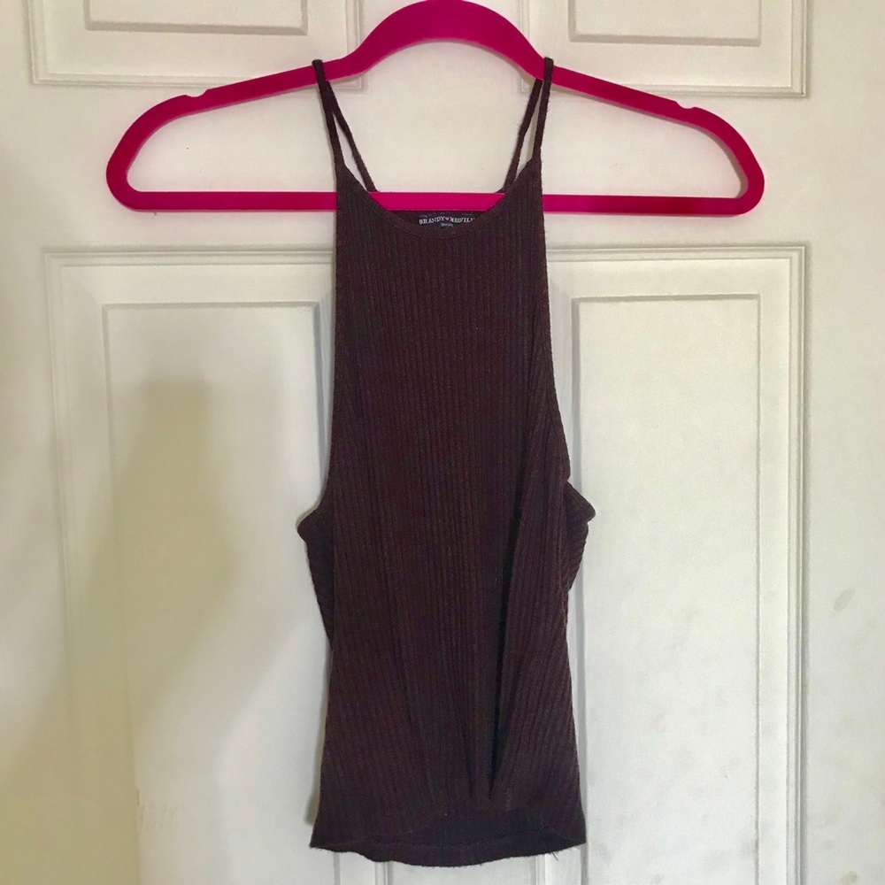 Maroon Brandy Melville Halter Ribbed Crop Top